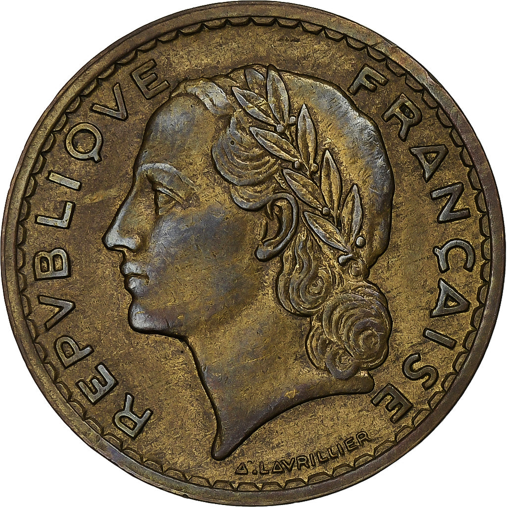 France, 5 Francs, Lavrillier, 1940, Paris, Cupro-Aluminium, AU(55-58)
