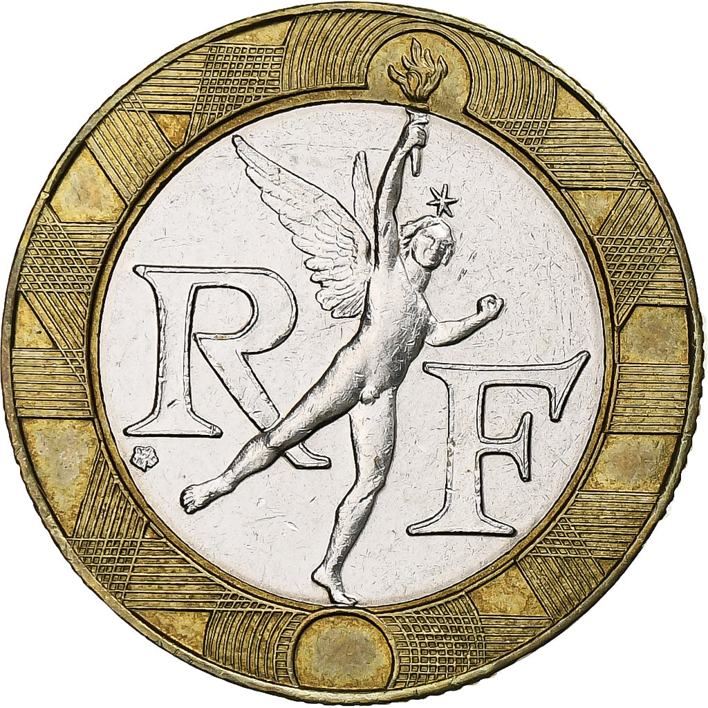 Francja, 10 Francs, Génie, 2000, Paris, Bimetaliczny, AU(55-58), Gadoury:827