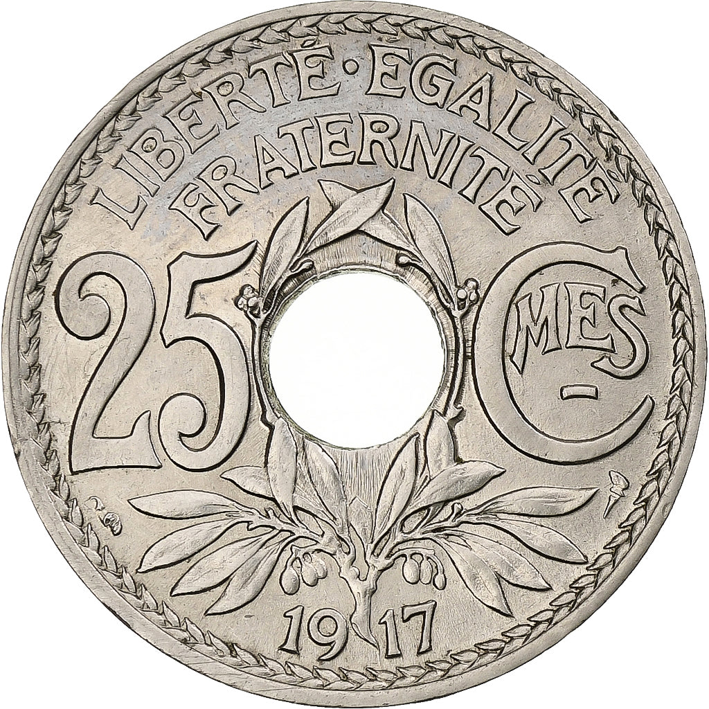 Frankreich, 25 Centimes, Lindauer, 1917, Paris, Souligné, Nickel, UNZ