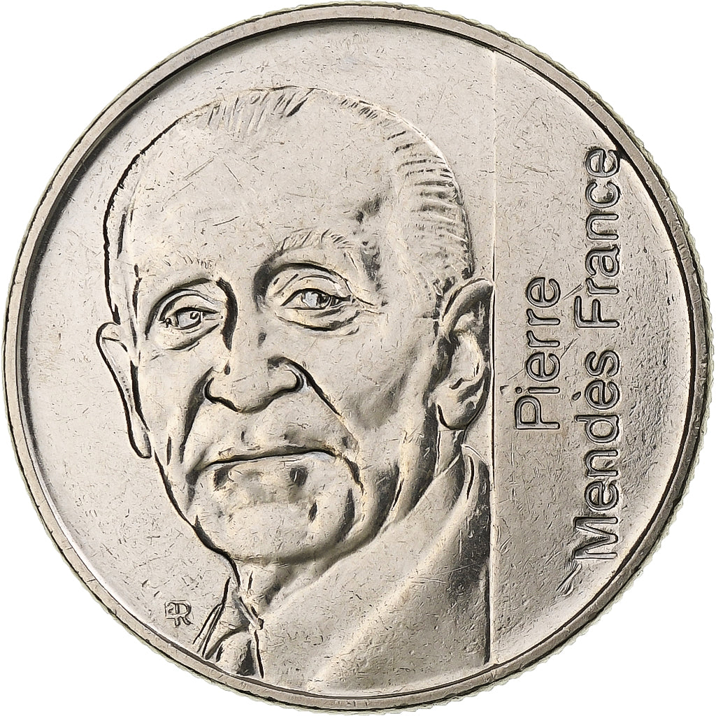 France, 5 Francs, Mendès France, 1992, Paris, Nickel Clad Copper-Nickel