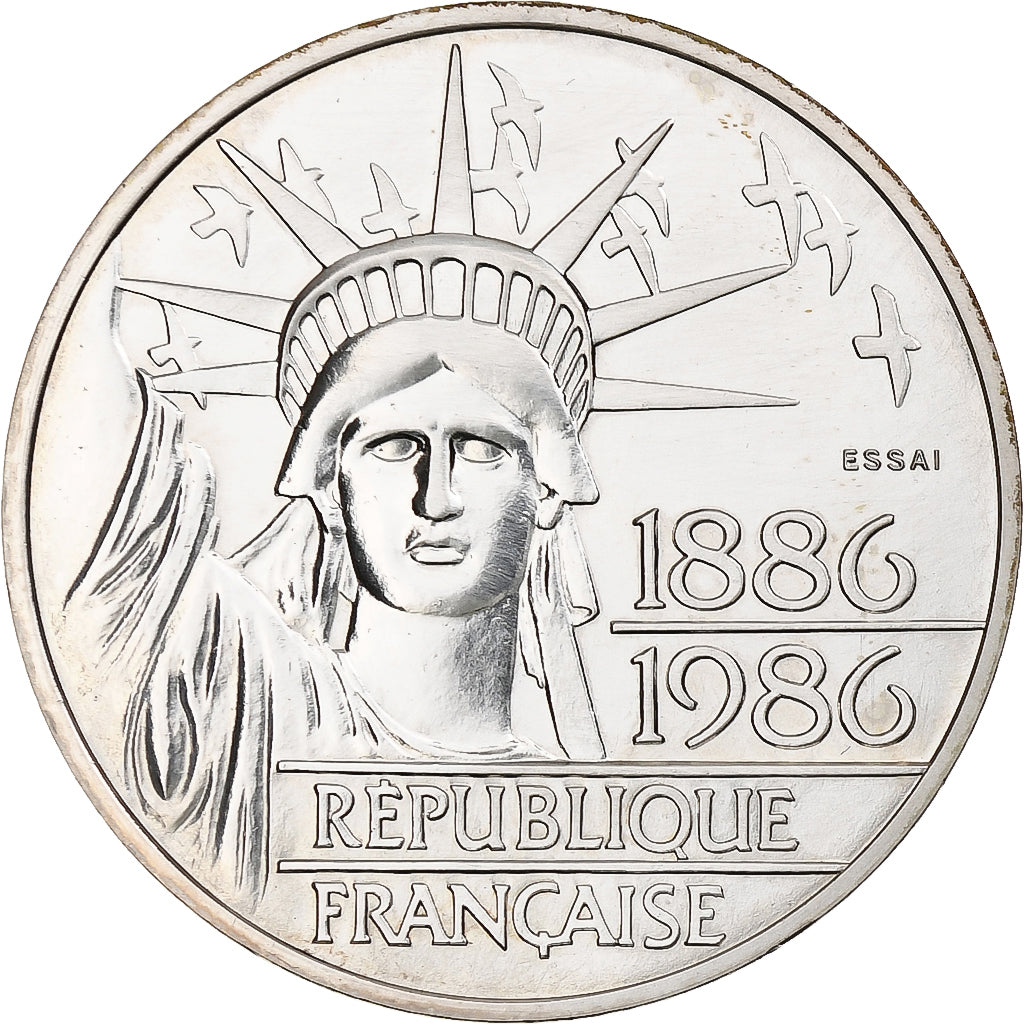 France, 100 Francs, Statue de la Liberté, 1986, Paris, ESSAI, Silver