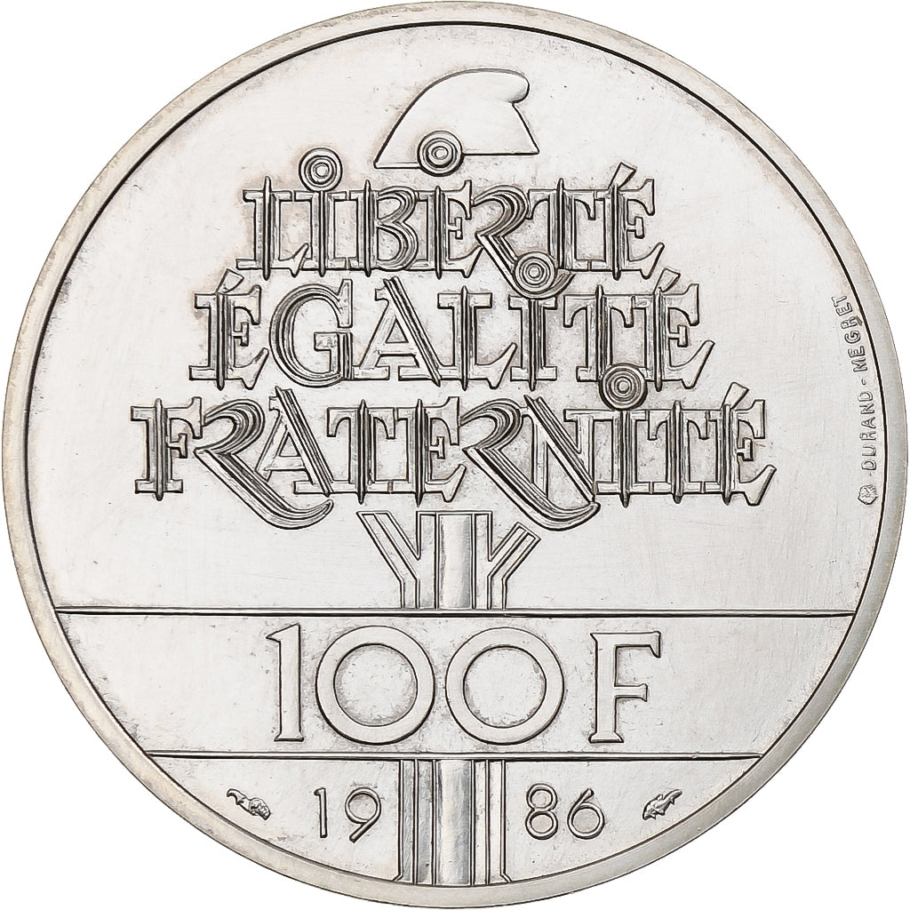 France, 100 Francs, Statue de la Liberté, 1986, Paris, ESSAI, Silver