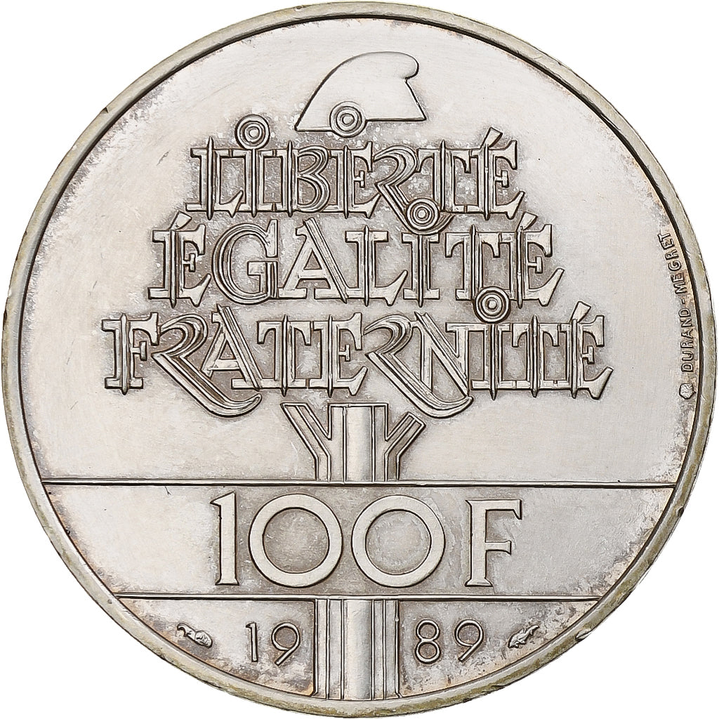 Francia, 100 Francs, Droits de l'Homme, 1989, Paris, Argento, SPL, Gadoury:904