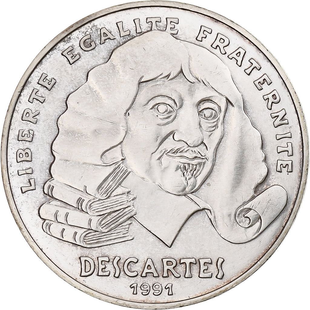 France, 100 Francs, Descartes, 1991, Paris, Silver, MS(60-62), Gadoury:906