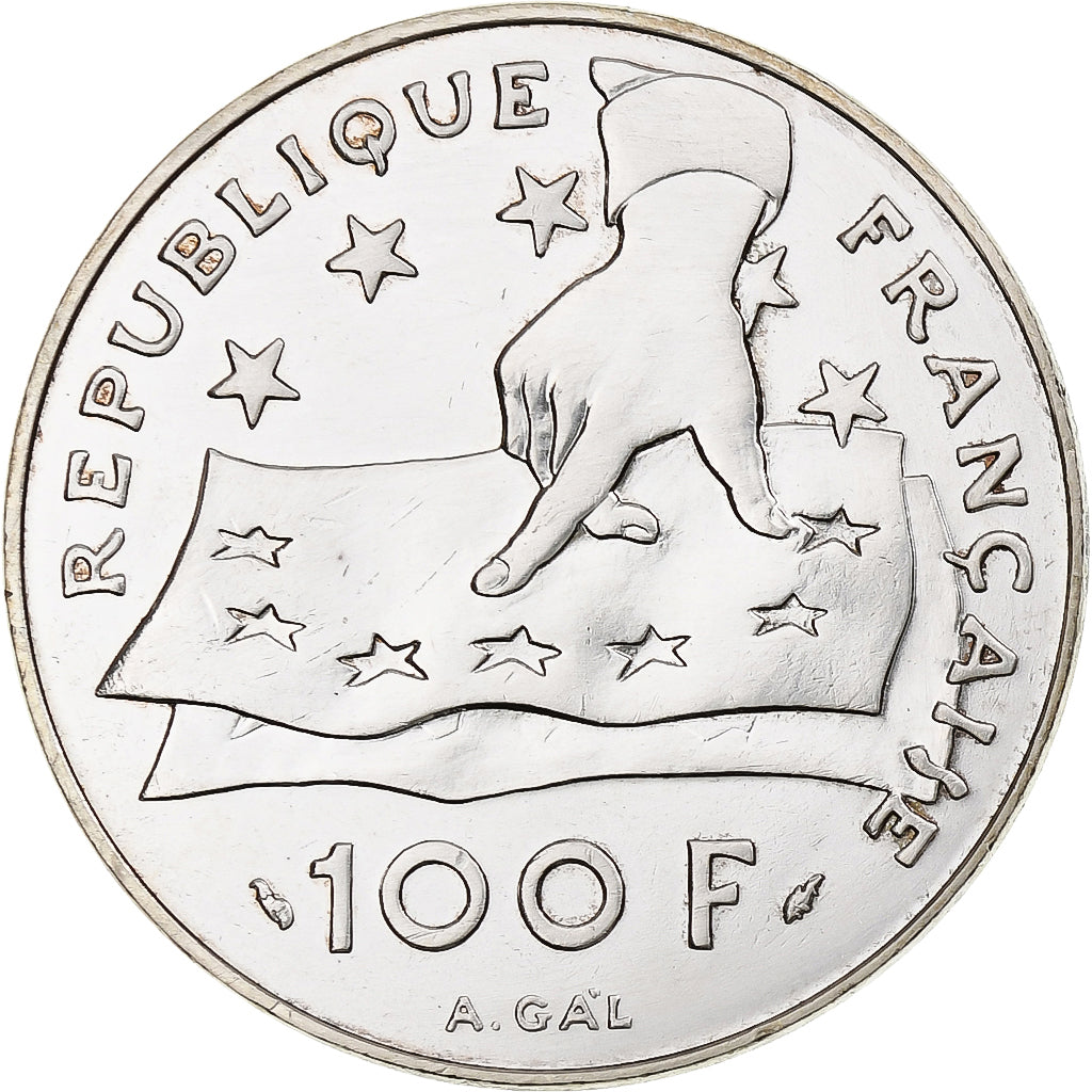 France, 100 Francs, Descartes, 1991, Paris, Silver, MS(60-62), Gadoury:906