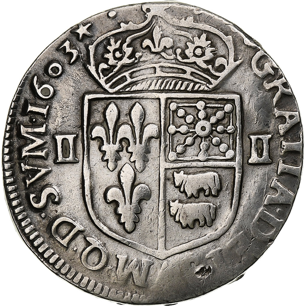 Frankrijk, Henri IV, 1/4 Ecu de Béarn, 1603, Pau, Zilver, FR+, Gadoury:603