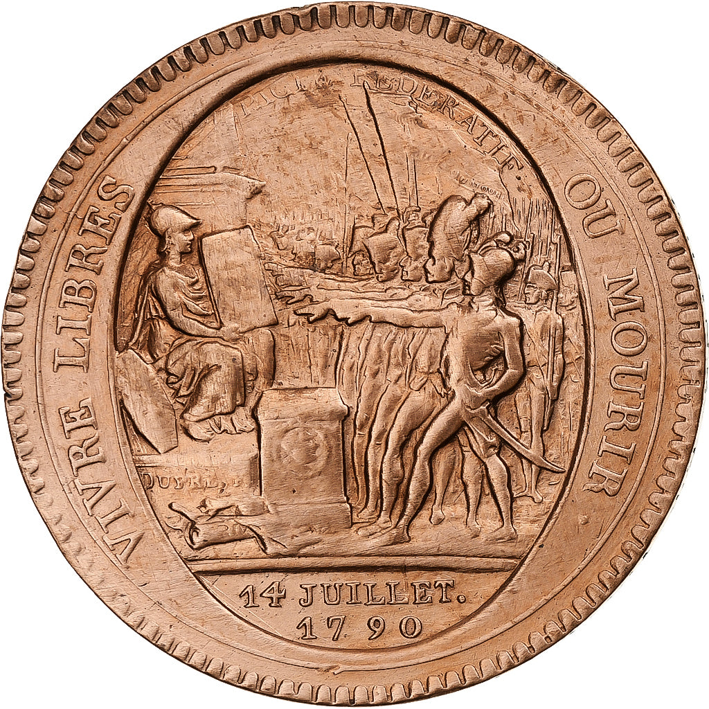 France, Monneron de 5 Sols, 1792 / AN 4, Birmingham, Bronze, EF(40-45)