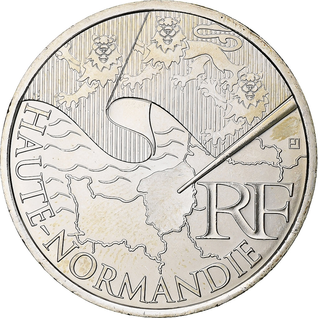 Francja, 10 Euro, Haute-Normandie, 2010, MDP, Srebro, MS(63)