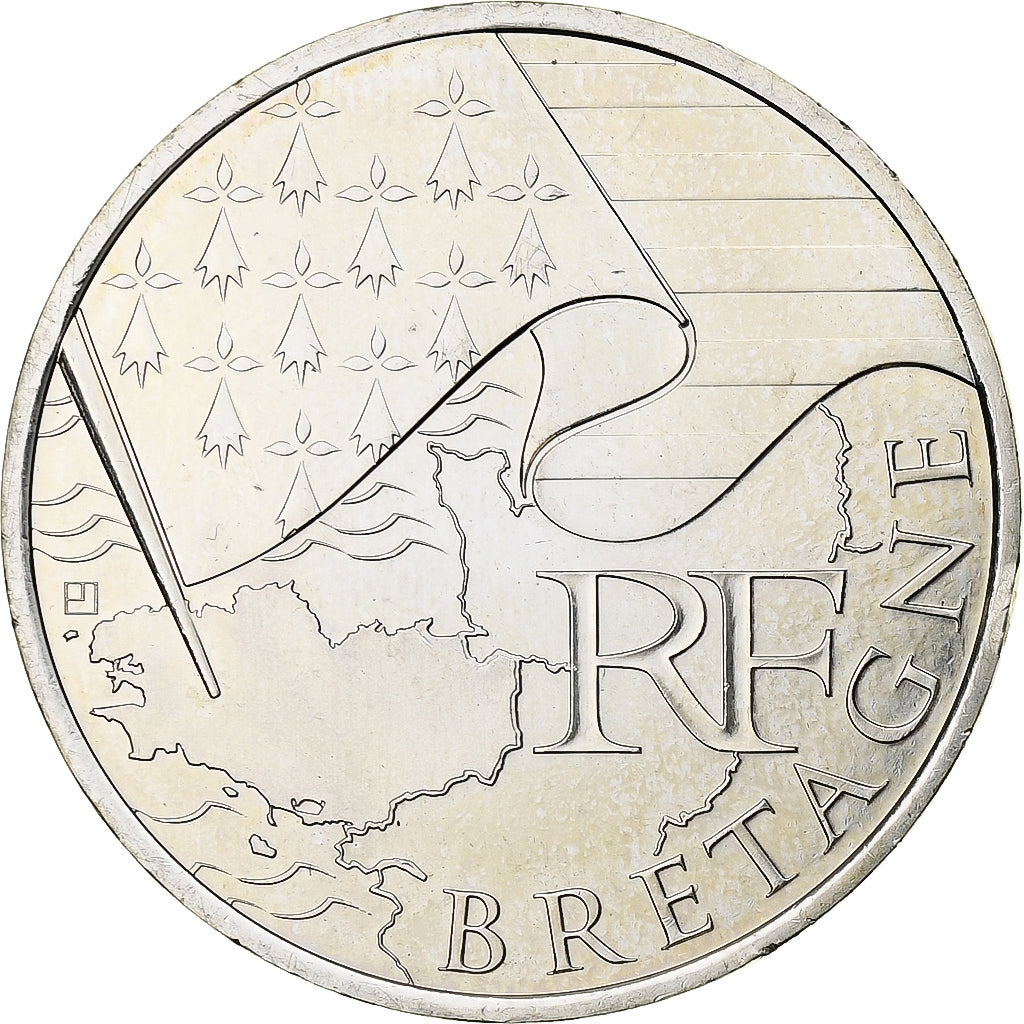 Francja, 10 Euro, Bretagne, 2010, MDP, Srebro, MS(63)
