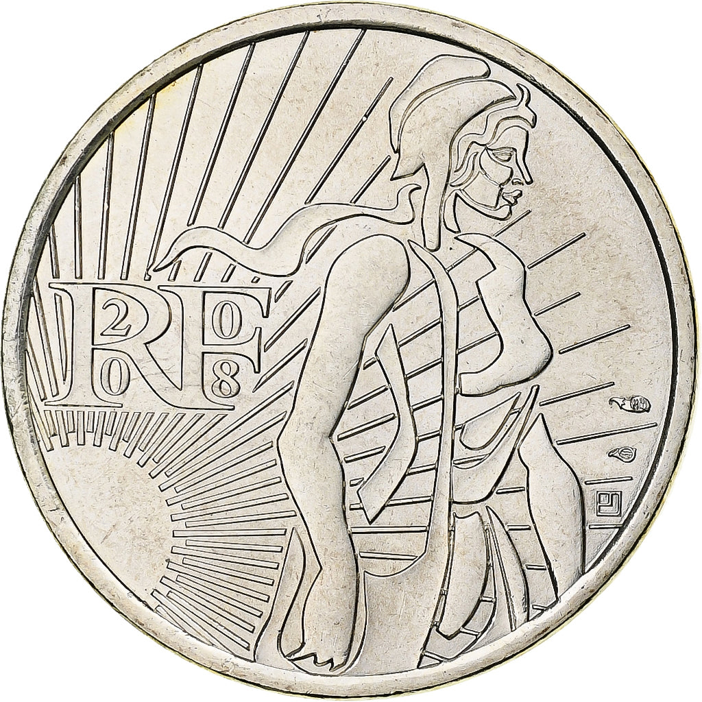 Francja, 5 Euro, Semeuse, 2008, MDP, Srebro, MS(63)