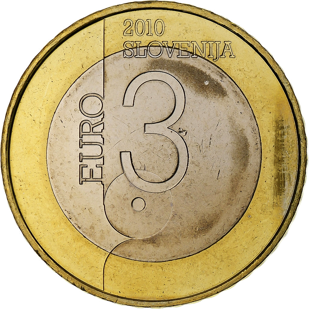 Eslovénia, 3 Euro, 2010, Vantaa, Bimetálico, MS(60-62)
