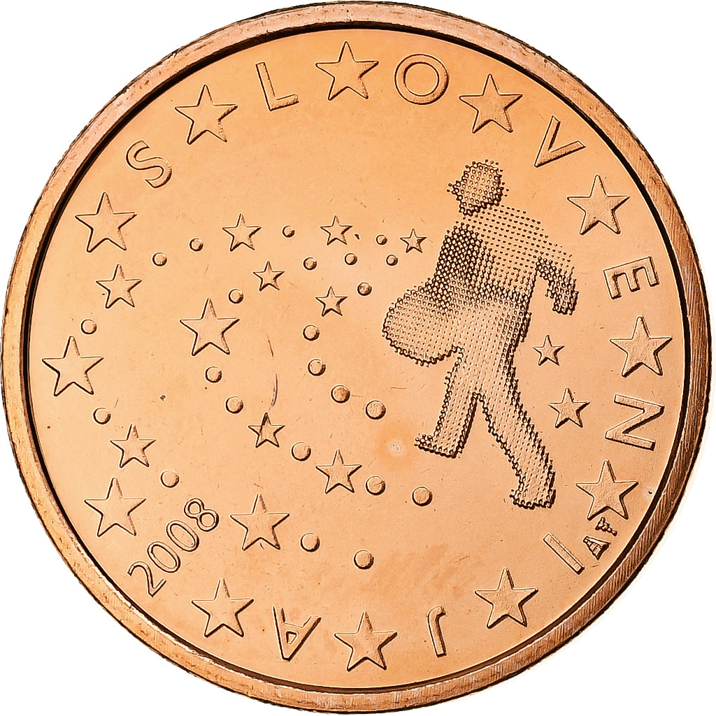 Eslovénia, 5 Euro Cent, BU, 2008, Vantaa, Aço Cromado a Cobre, MS(64), KM:70