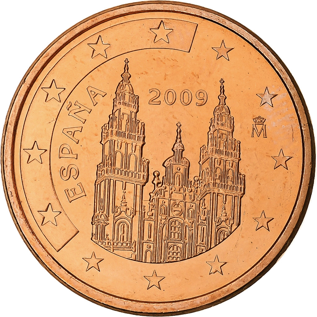 España, Juan Carlos I, 5 Euro Cent, 2009, Madrid, Cobre chapado en acero, SC+