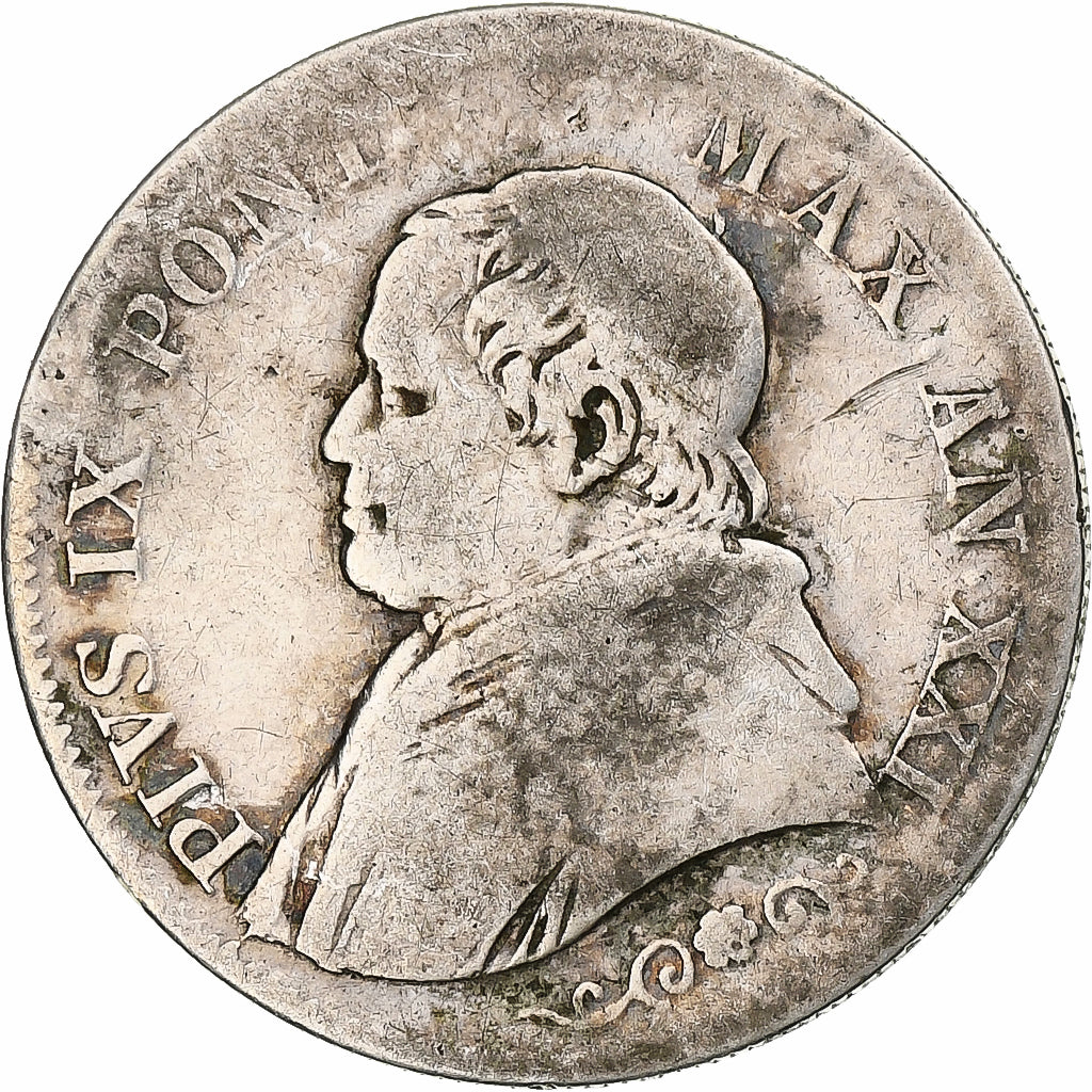 Vatican, PAPAL STATES, Pius IX, Lira, 1866, Rome, Silver, VF(20-25)