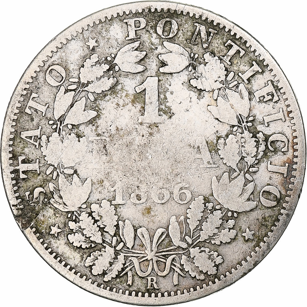 Vatican, PAPAL STATES, Pius IX, Lira, 1866, Rome, Silver, VF(20-25)