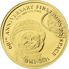 Fiji, 5 Dollars, Yuri Gagarin, 2021, Proof, Gold, MS(65-70)