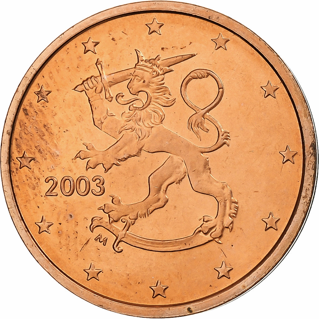 Finlandia, 2 Euro Cent, Proof, 2003, Vantaa, Miedź platerowana stalą, MS(64)