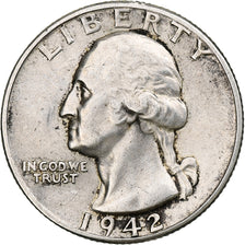 United States, Quarter, Washington, 1942, Philadelphia, Silver, AU(50-53)