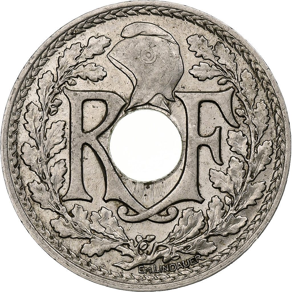 Francia, 25 Centimes, Lindauer, 1917, Paris, Souligné, Níquel, SC