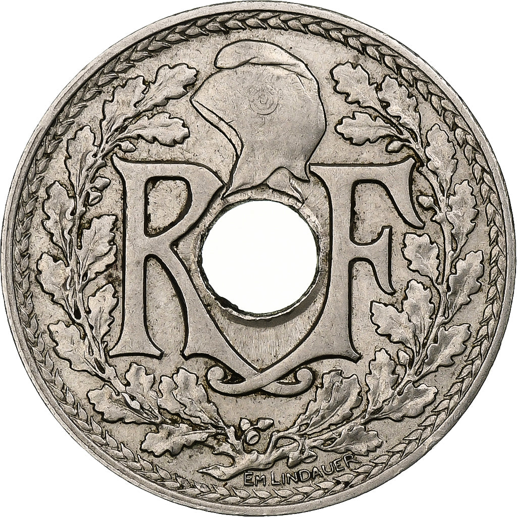 Francja, 25 Centimes, Lindauer, 1915, Paris, Souligné, Nikiel, MS(63)