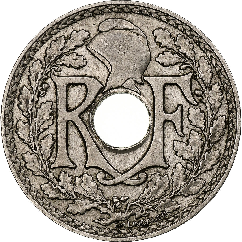 França, 25 Centimes, Lindauer, 1914, Paris, Souligné, Níquel, MS(60-62)