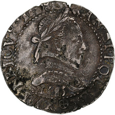 Francja, Henri III, 1/2 Franc au col plat, 1585, Bordeaux, Srebro, AU(50-53)