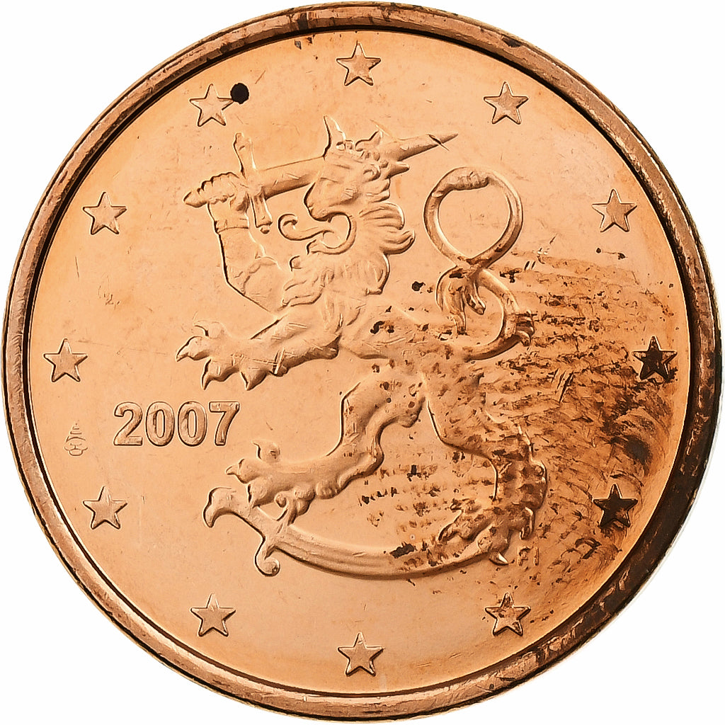 Finlandia, 5 Euro Cent, 2007, Vantaa, Miedź platerowana stalą, MS(60-62)