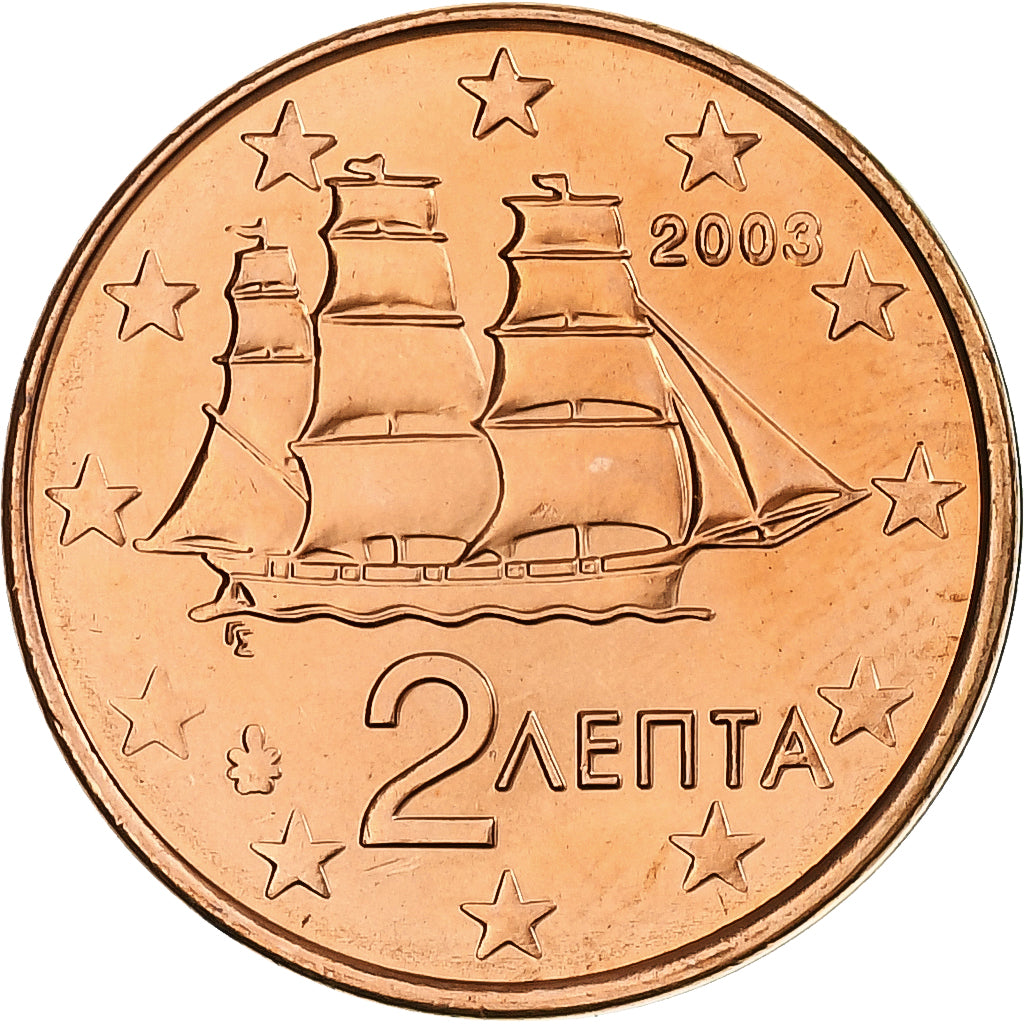 Griechenland, 2 Euro Cent, 2003, Athens, Copper Plated Steel, UNZ, KM:182