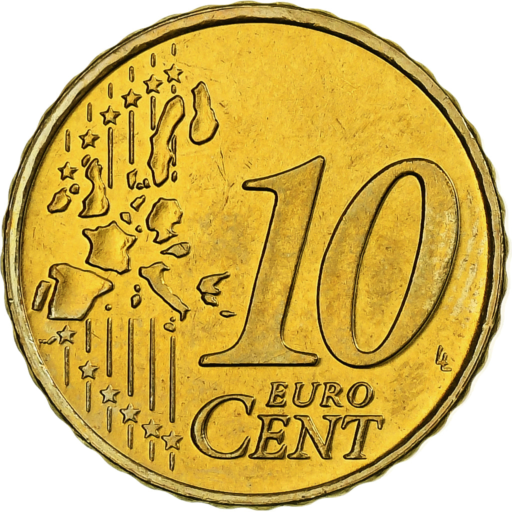 Grécia, 10 Euro Cent, 2003, Athens, Nordic gold, MS(63), KM:184