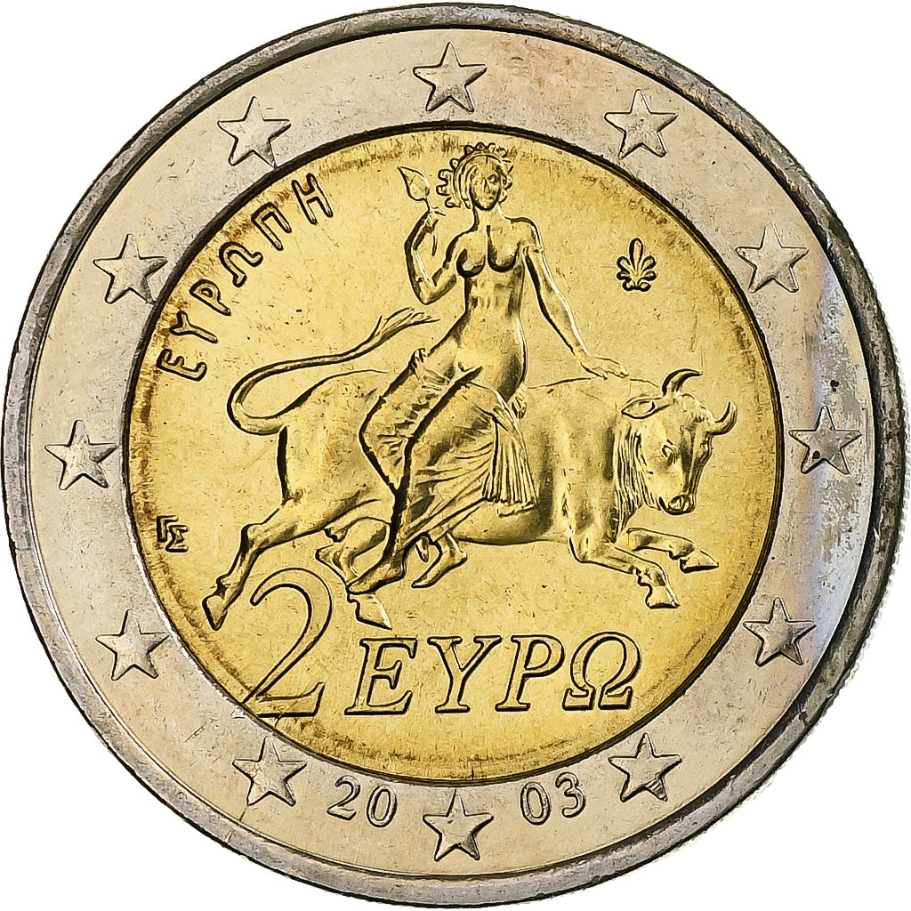 Greece, 2 Euro, 2003, Athens, Bi-Metallic, MS(63), KM:188