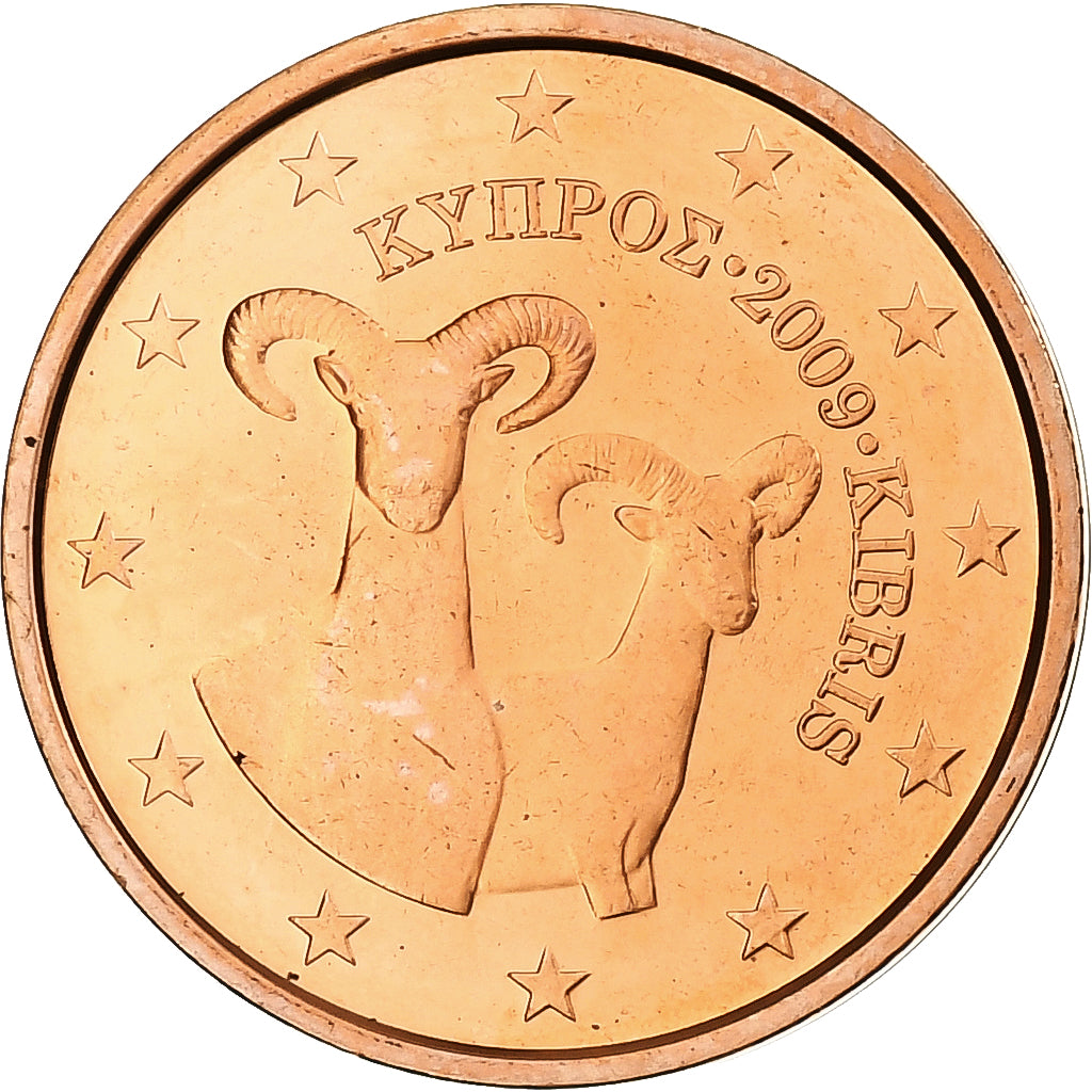 Cypr, 2 Euro Cent, 2009, Miedź platerowana stalą, MS(63), KM:79