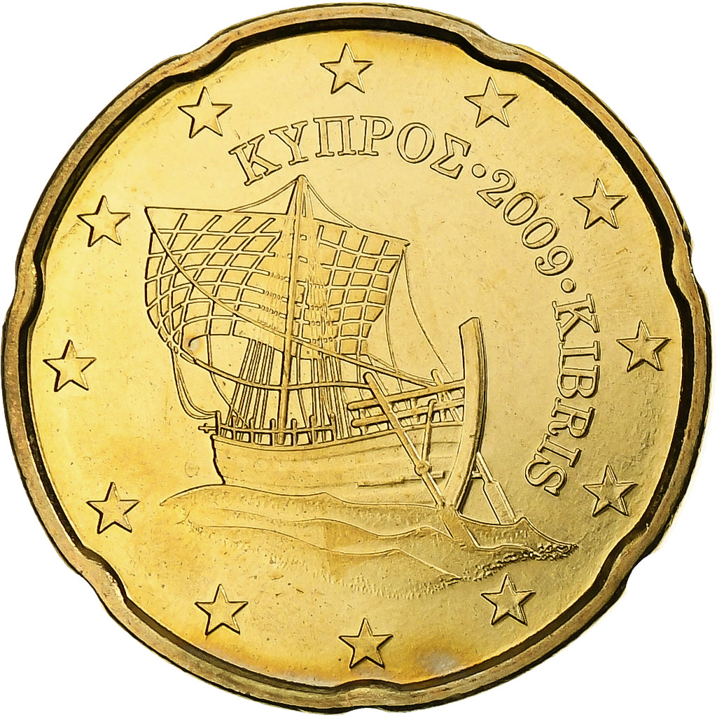 Chipre, 20 Euro Cent, 2009, Nordic gold, MS(63), KM:82