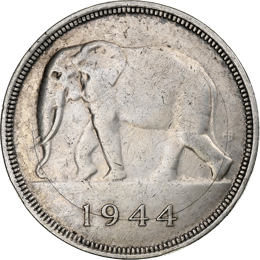 Congo belge, Leopold III, 50 Francs, 1944, Argent, TTB+, KM:27