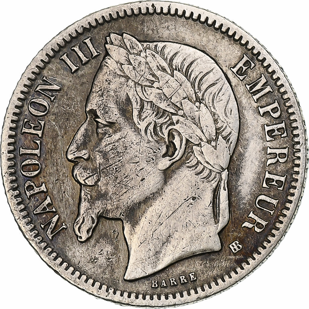 Francia, Napoleon III, 1 Franc, 1866, Strasbourg, Argento, BB, Gadoury:463
