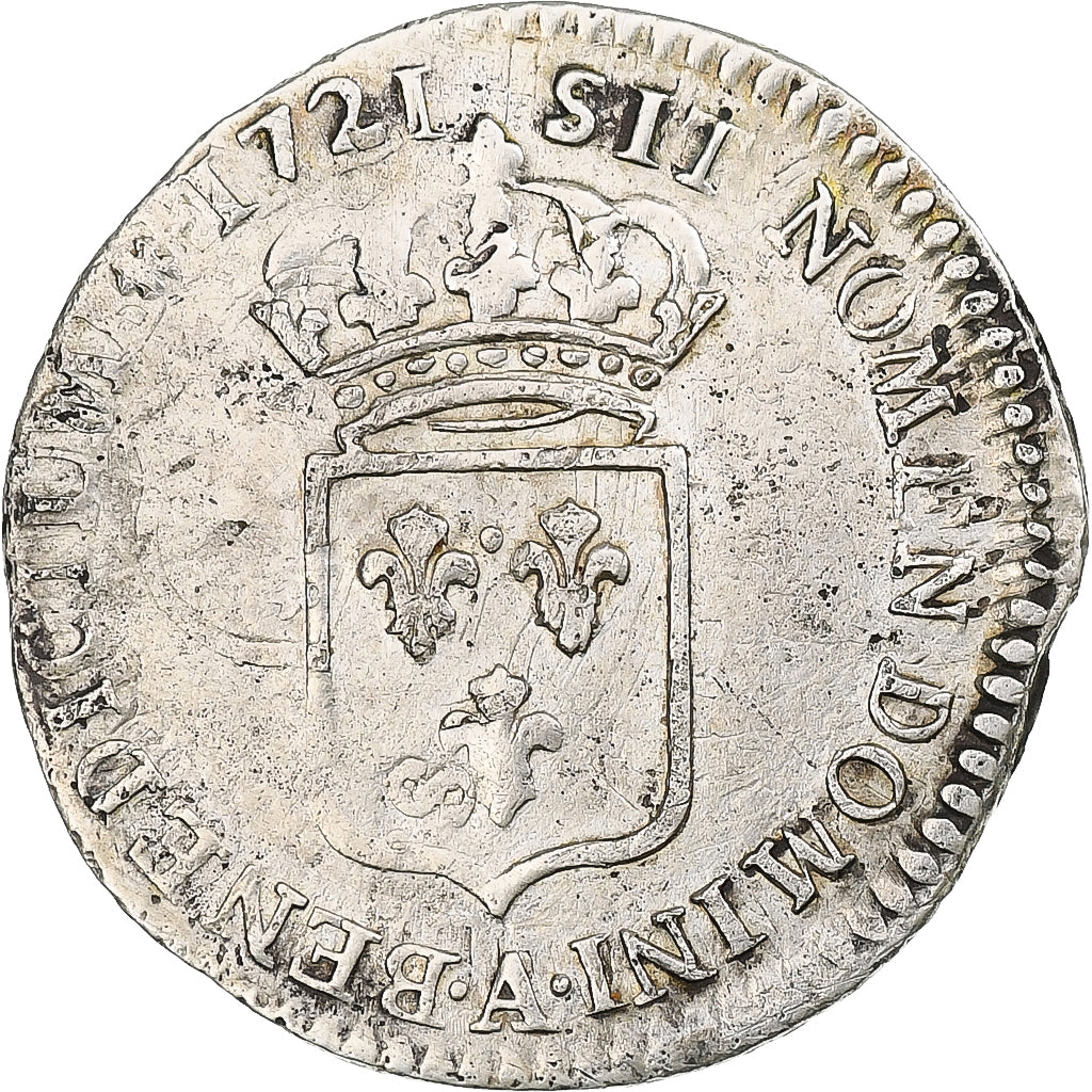 Frankrijk, Louis XV, 1/12 Ecu de France, 1721, Paris, Zilver, FR+, Gadoury:288