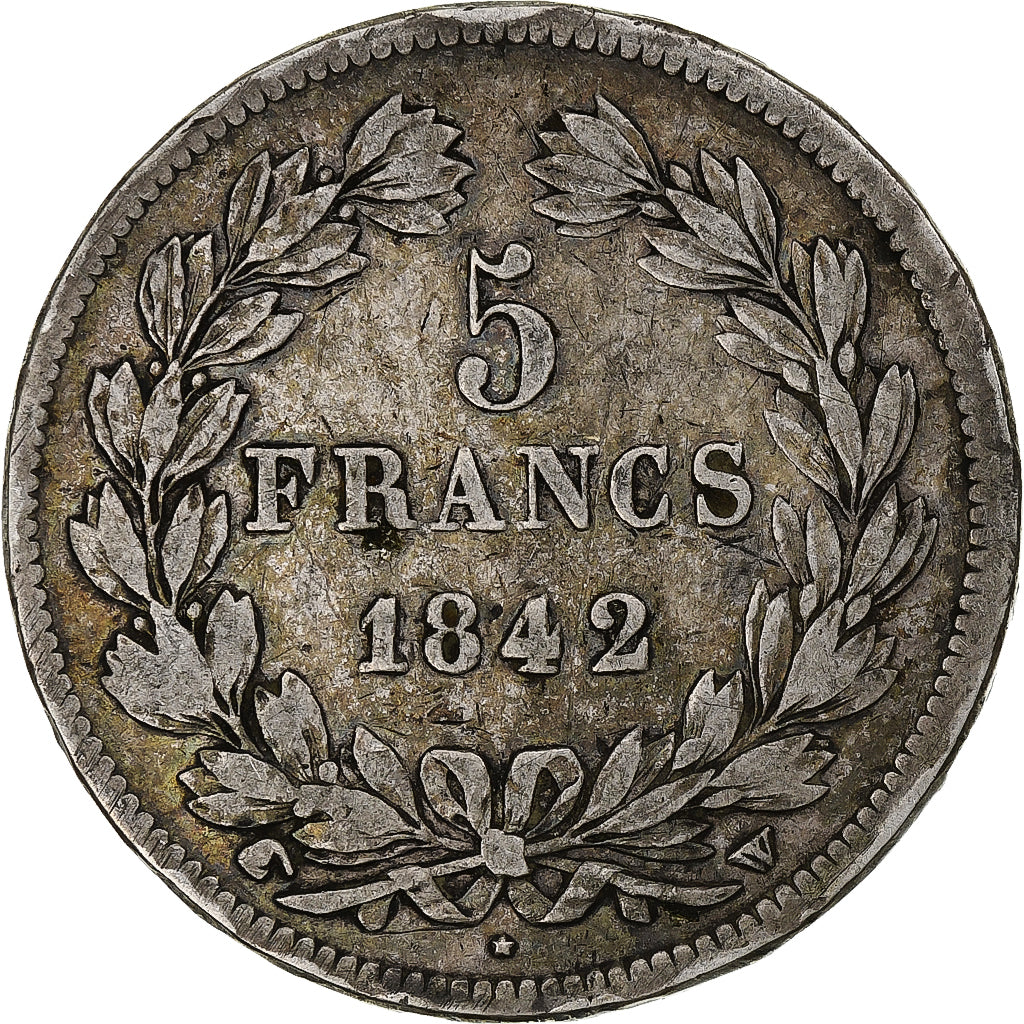 Frankrijk, Louis-Philippe, 5 Francs, 1842, Lille, Zilver, FR+, Gadoury:678