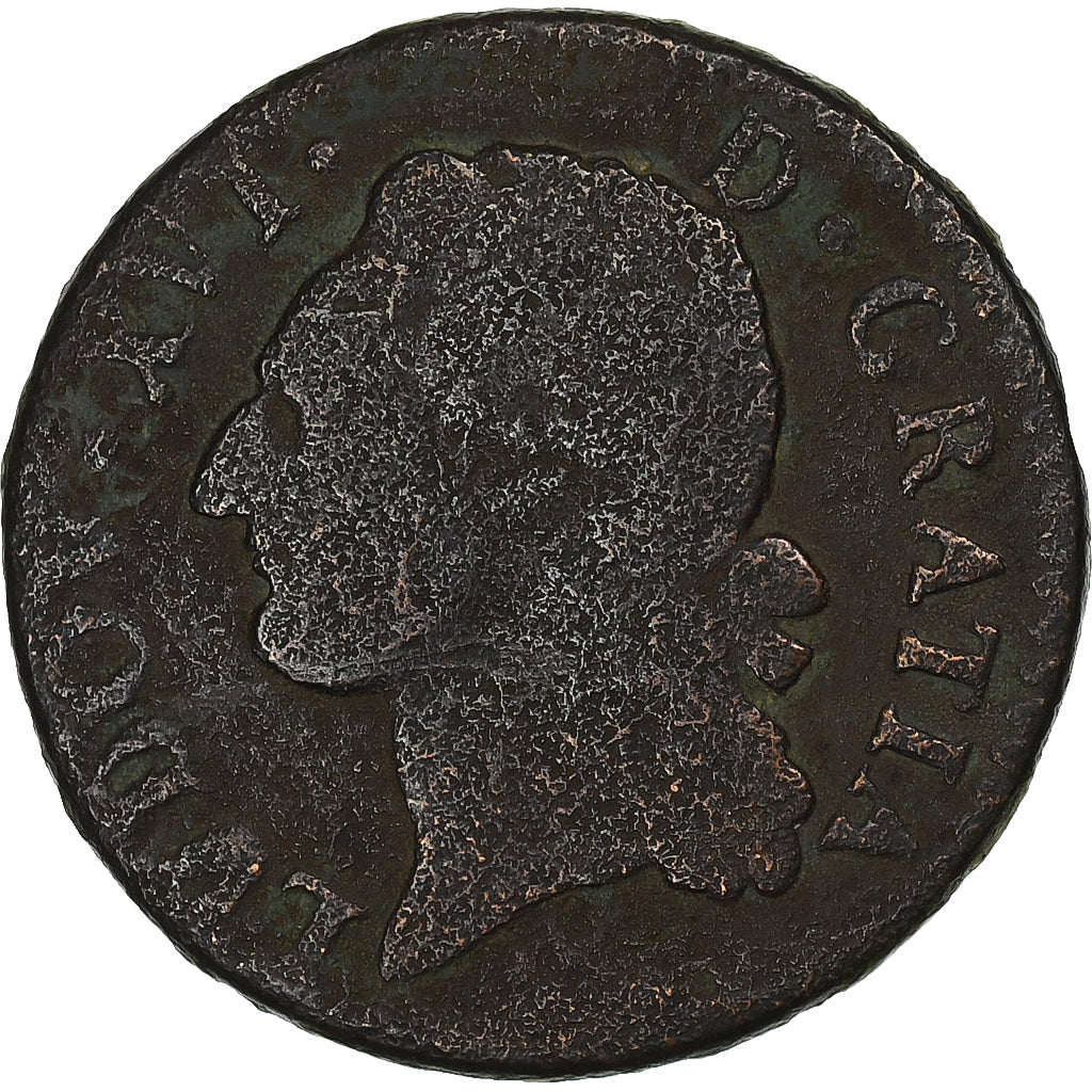 France, Louis XVI, 1/2 Sol, 178[?], Aix, Copper, F(12-15), Gadoury:349