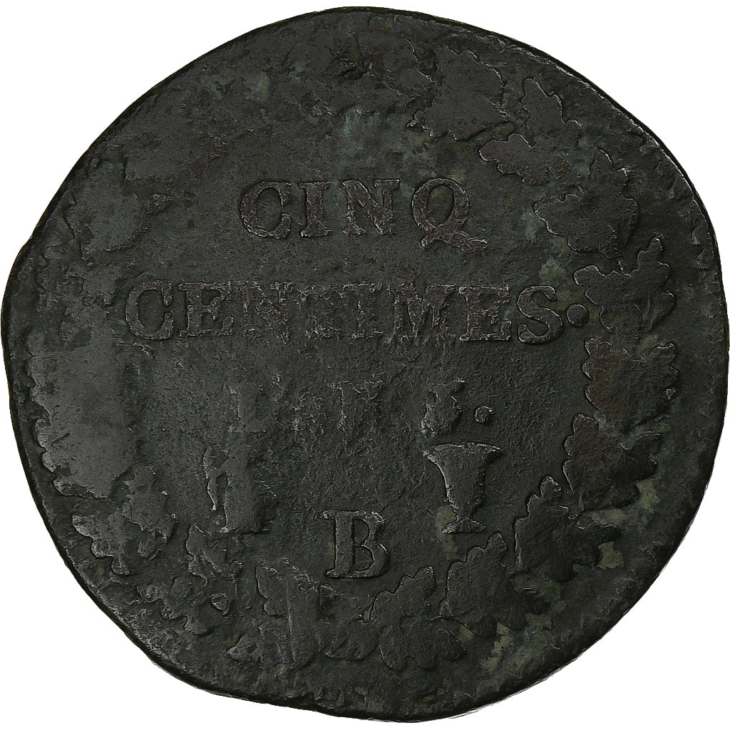 Frankrijk, 5 Centimes, Dupré, AN 5, Rouen, Bronzen, ZG+, Gadoury:126