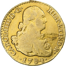 España, Charles IV, Escudo, 1794, Madrid, Oro, BC+, KM:434