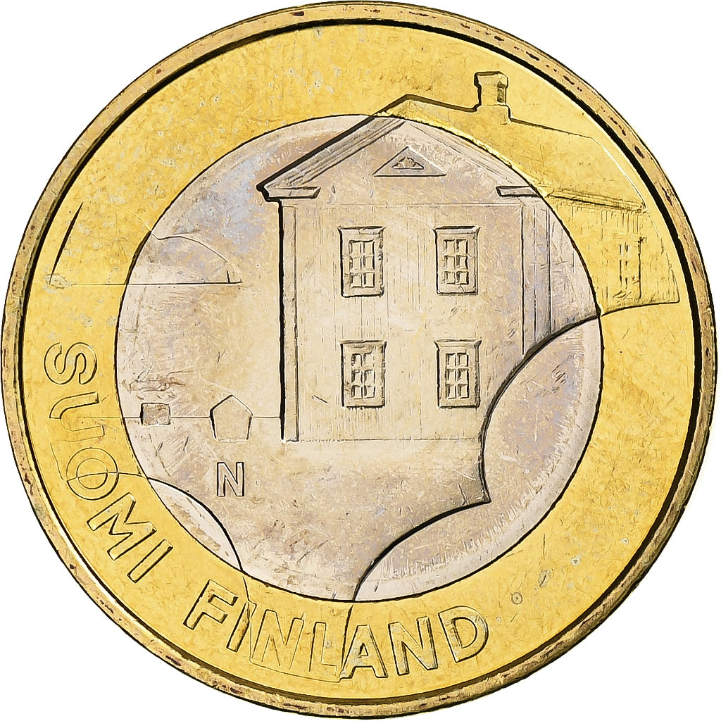 Finlandia, 5 Euro, Ostrobothnian House, 2013, Vantaa, Bimetálico, EBC+, KM:205
