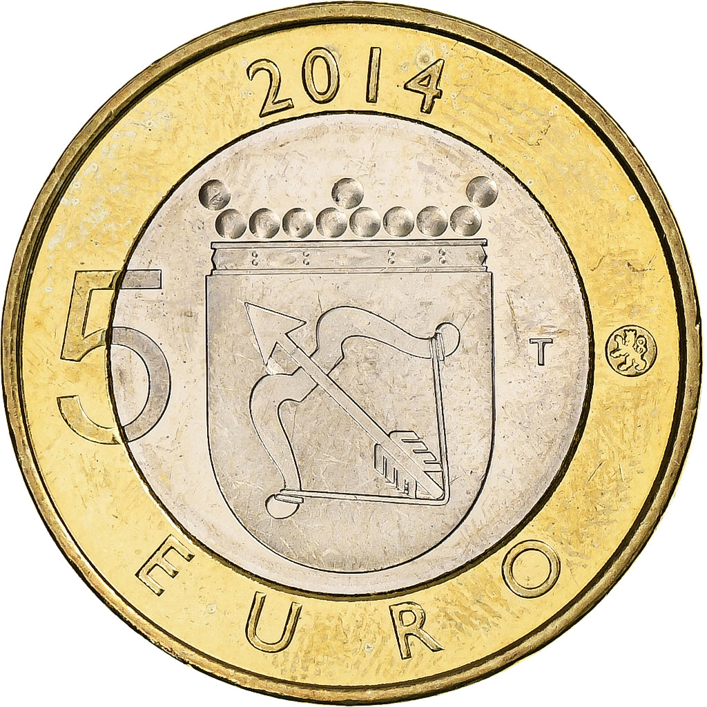 Finlândia, 5 Euro, Black-throated loon, 2014, Vantaa, Bimetálico, MS(60-62)