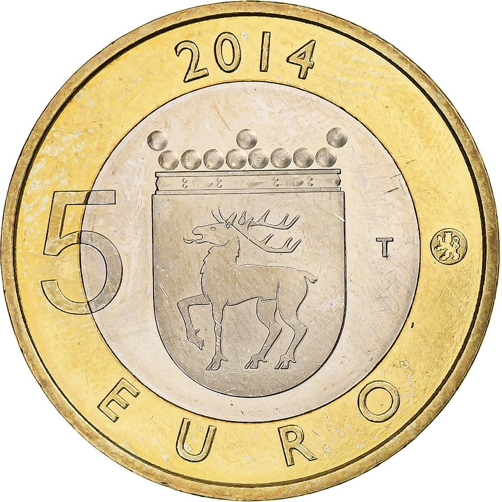 Finlandia, 5 Euro, White-tailed eagle, 2014, Vantaa, Bimetálico, EBC+, KM:209