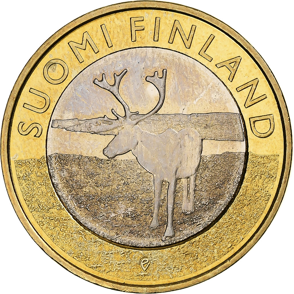 Finlande, 5 Euro, Reindeer, 2015, Vantaa, Bimétallique, SUP+, KM:224