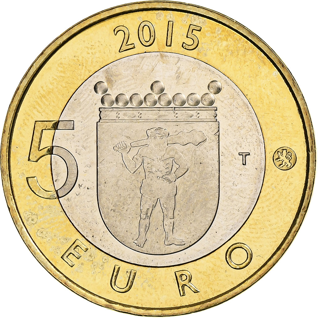 Finlande, 5 Euro, Reindeer, 2015, Vantaa, Bimétallique, SUP+, KM:224