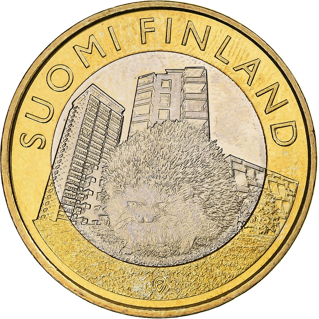 Finlande, 5 Euro, Hedgehog in Uusimaa, 2015, Vantaa, Bimétallique, SUP+, KM:239