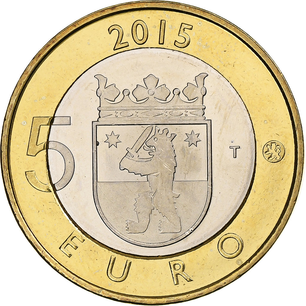 Finlandia, 5 Euro, Beaver in Satakunta, 2015, Vantaa, Bi-metallico, SPL, KM:240