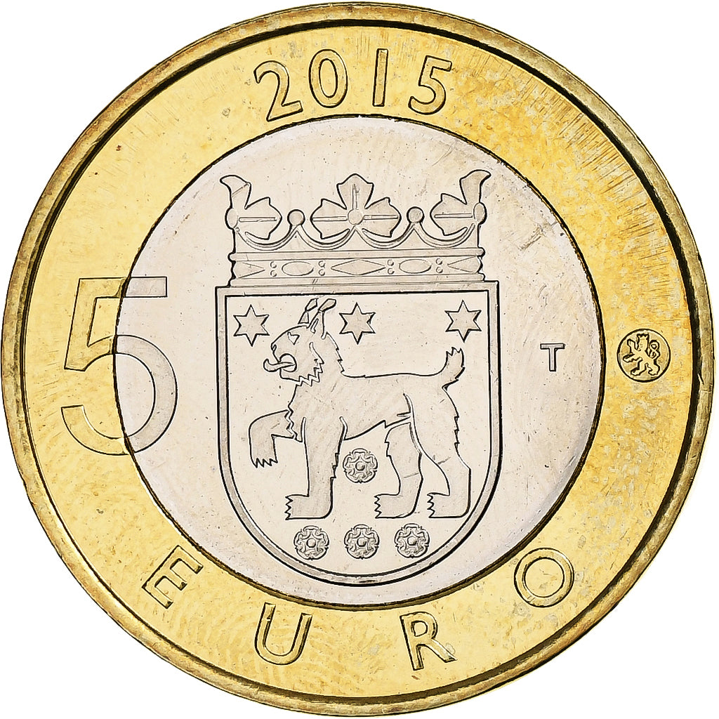 Finlande, 5 Euro, Lynx in Tavastia, 2015, Vantaa, Bimétallique, SUP+, KM:241