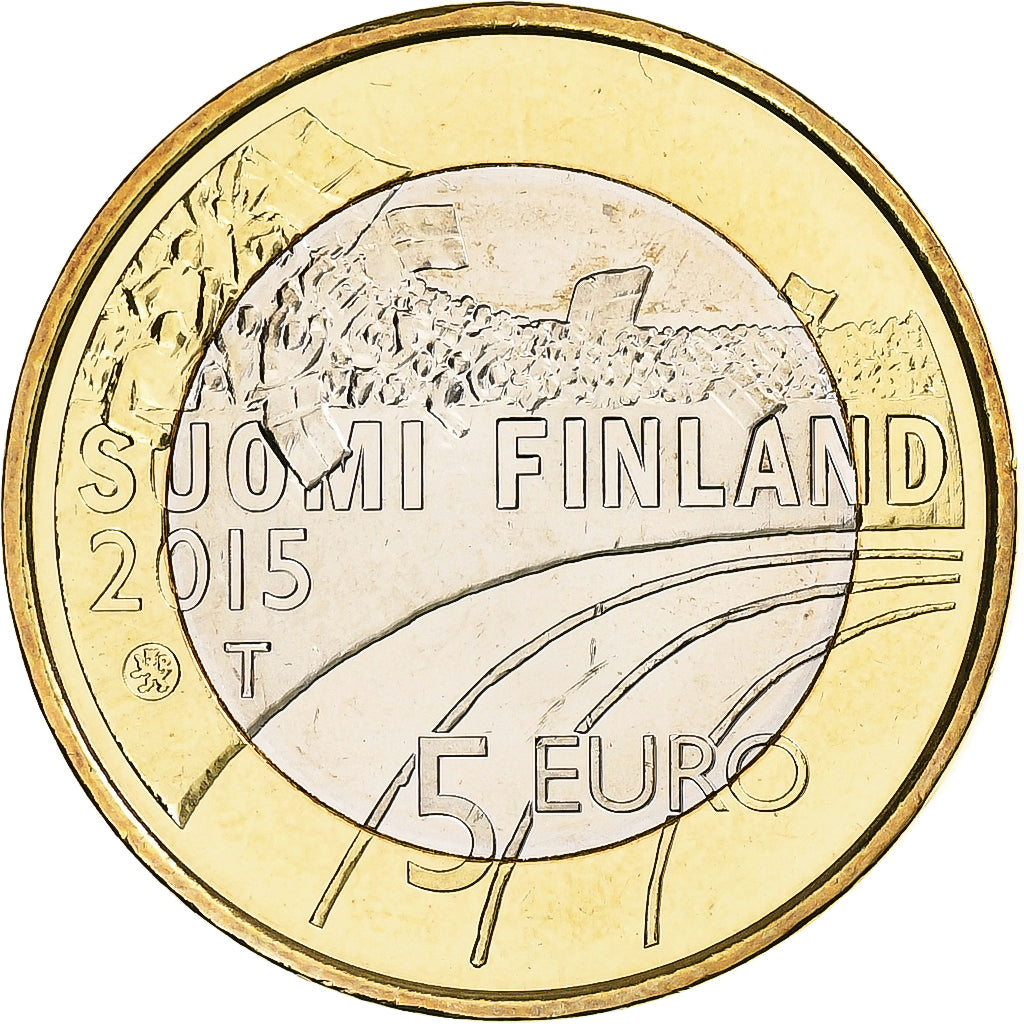Finlande, 5 Euro, Basketball, 2015, Vantaa, Bimétallique, SUP+, KM:237
