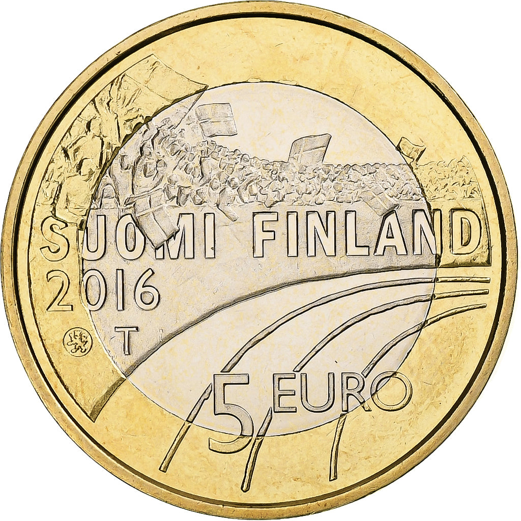 Finlande, 5 Euro, Athletics, 2016, Vantaa, Bimétallique, SUP+, KM:238