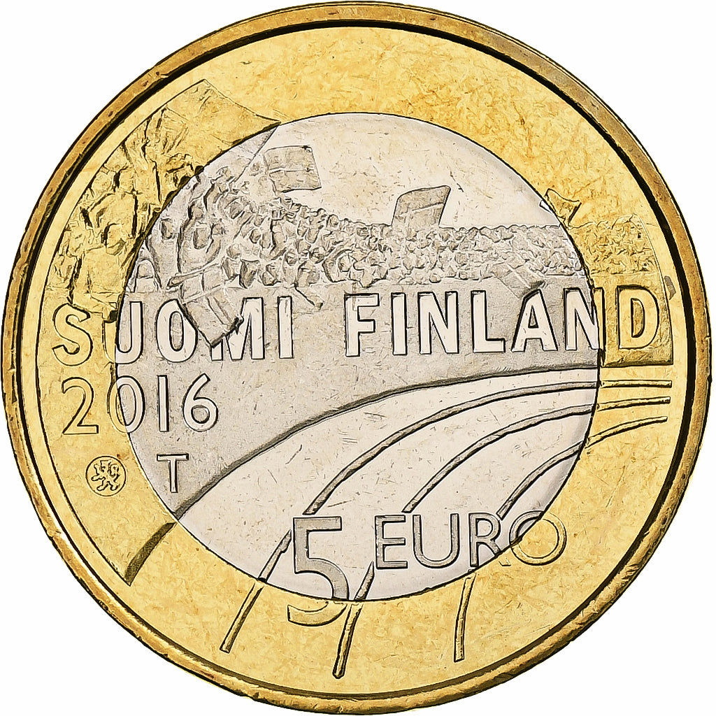 Finlande, 5 Euro, Ice Hockey, 2016, Vantaa, Bimétallique, SUP+, KM:243